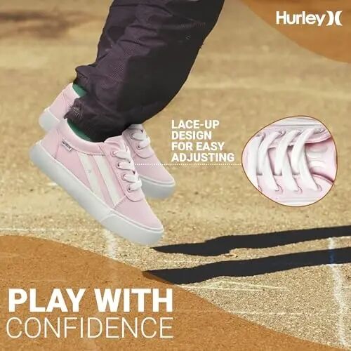 Hurley Boardy Kids Lace Up Canvas Sneakers – Low Cut Skateboarding Shoes for Kids, Sports Shoes for Boys and Girls - Hurley (1)