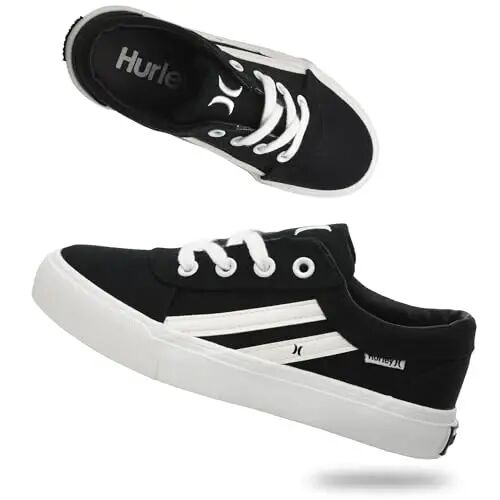 Hurley Boardy Kids Lace Up Canvas Sneakers – Low Cut Skateboarding Shoes for Kids, Sports Shoes for Boys and Girls - Hurley