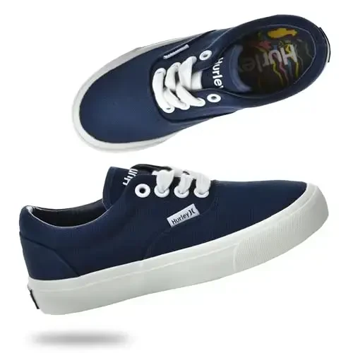 Hurley Marley Kids Lace Up Canvas Sneakers – Low Cut Skateboarding Shoes for Kids, Sports Shoes for Boys and Girls 