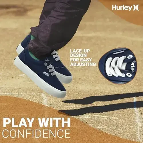Hurley Marley Kids Lace Up Canvas Sneakers – Low Cut Skateboarding Shoes for Kids, Sports Shoes for Boys and Girls - HURLEY (1)