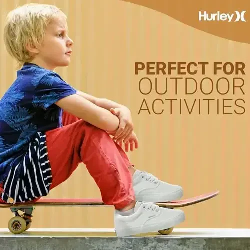 Hurley Marley Kids Lace Up Canvas Sneakers – Low Cut Skateboarding Shoes for Kids, Sports Shoes for Boys and Girls - 6