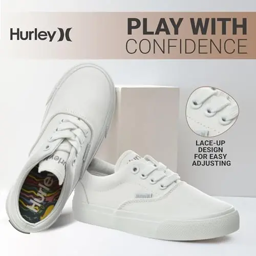 Hurley Marley Kids Lace Up Canvas Sneakers – Low Cut Skateboarding Shoes for Kids, Sports Shoes for Boys and Girls - 2