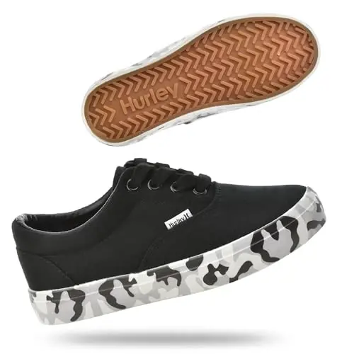 Hurley Marley Kids Lace Up Canvas Sneakers – Low Cut Skateboarding Shoes for Kids, Sports Shoes for Boys and Girls - 1