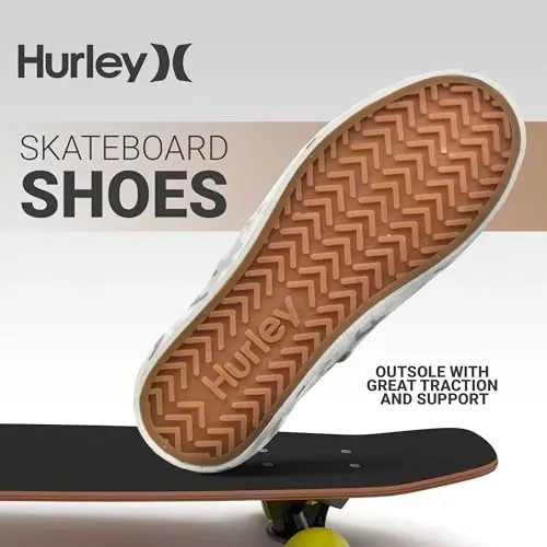 Hurley Marley Kids Lace Up Canvas Sneakers – Low Cut Skateboarding Shoes for Kids, Sports Shoes for Boys and Girls - 4