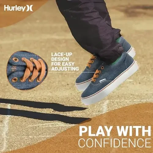 Hurley Marley Kids Lace Up Canvas Sneakers – Low Cut Skateboarding Shoes for Kids, Sports Shoes for Boys and Girls - HURLEY (1)
