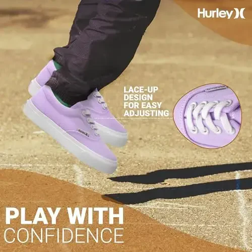 Hurley Marley Kids Lace Up Canvas Sneakers – Low Cut Skateboarding Shoes for Kids, Sports Shoes for Boys and Girls - 2