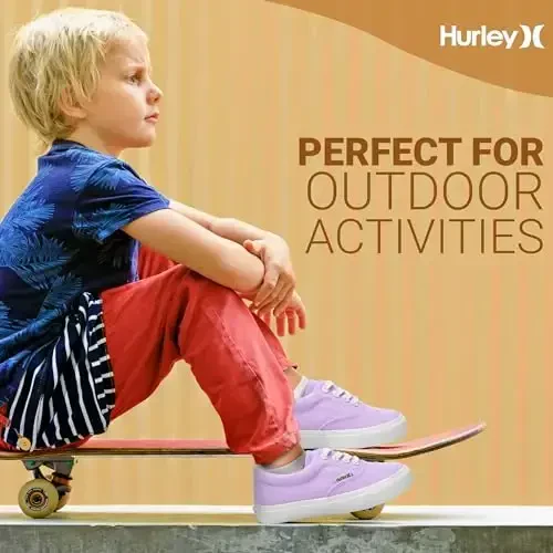 Hurley Marley Kids Lace Up Canvas Sneakers – Low Cut Skateboarding Shoes for Kids, Sports Shoes for Boys and Girls - 6