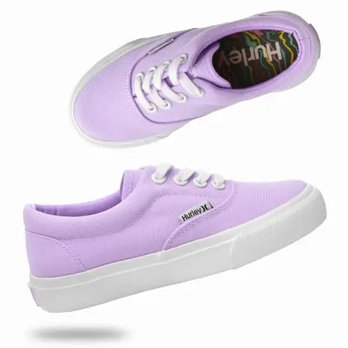 Hurley Marley Kids Lace Up Canvas Sneakers – Low Cut Skateboarding Shoes for Kids, Sports Shoes for Boys and Girls - 1