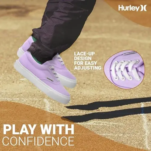 Hurley Marley Kids Lace Up Canvas Sneakers – Low Cut Skateboarding Shoes for Kids, Sports Shoes for Boys and Girls - 2