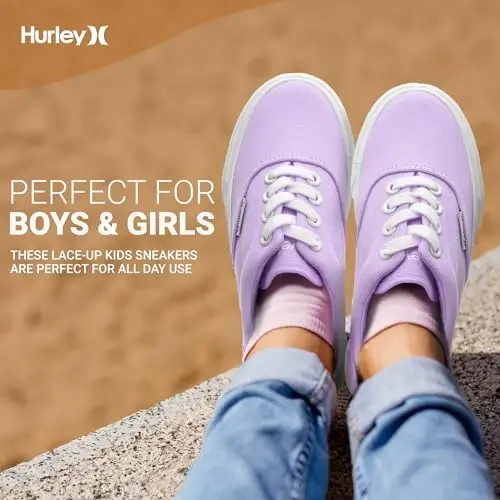 Hurley Marley Kids Lace Up Canvas Sneakers – Low Cut Skateboarding Shoes for Kids, Sports Shoes for Boys and Girls - 3