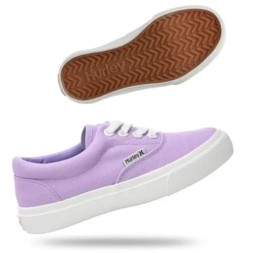 Hurley Marley Kids Lace Up Canvas Sneakers – Low Cut Skateboarding Shoes for Kids, Sports Shoes for Boys and Girls - 1