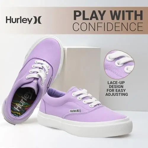 Hurley Marley Kids Lace Up Canvas Sneakers – Low Cut Skateboarding Shoes for Kids, Sports Shoes for Boys and Girls - 2