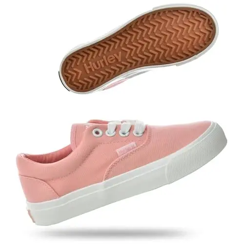 Hurley Marley Kids Lace Up Canvas Sneakers – Low Cut Skateboarding Shoes for Kids, Sports Shoes for Boys and Girls - 1