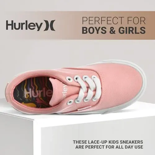 Hurley Marley Kids Lace Up Canvas Sneakers – Low Cut Skateboarding Shoes for Kids, Sports Shoes for Boys and Girls - 3
