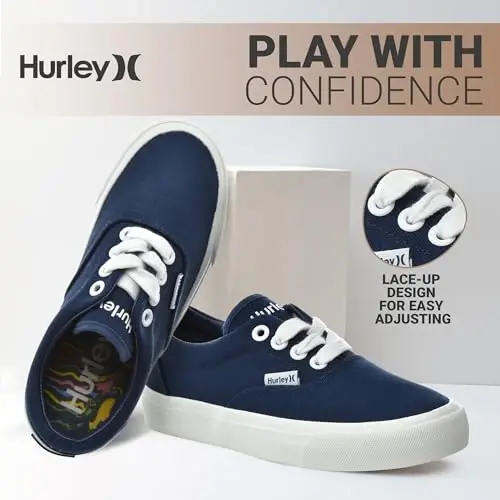 Hurley Marley Kids Lace Up Canvas Sneakers – Low Cut Skateboarding Shoes for Kids, Sports Shoes for Boys and Girls - 2