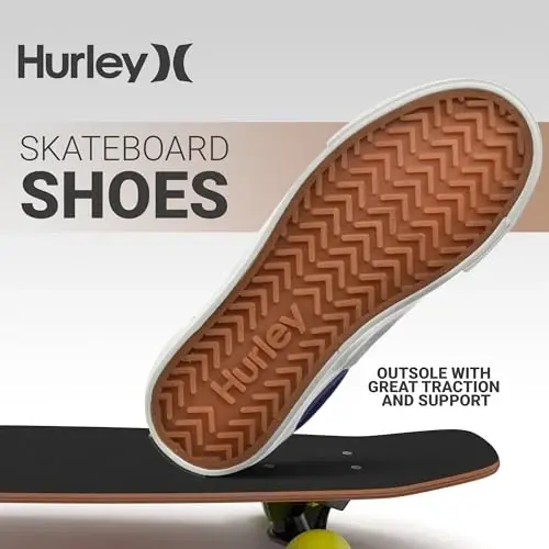 Hurley Marley Kids Lace Up Canvas Sneakers – Low Cut Skateboarding Shoes for Kids, Sports Shoes for Boys and Girls - 4