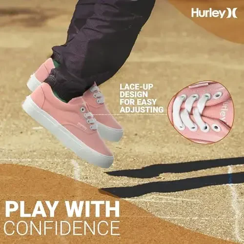 Hurley Marley Kids Lace Up Canvas Sneakers – Low Cut Skateboarding Shoes for Kids, Sports Shoes for Boys and Girls - 2