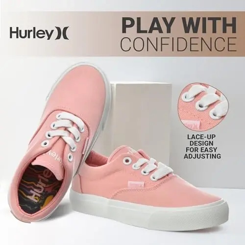 Hurley Marley Kids Lace Up Canvas Sneakers – Low Cut Skateboarding Shoes for Kids, Sports Shoes for Boys and Girls - HURLEY (1)