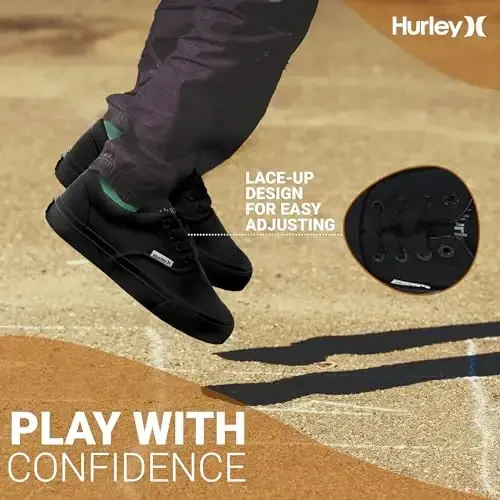 Hurley Marley Kids Lace Up Canvas Sneakers – Low Cut Skateboarding Shoes for Kids, Sports Shoes for Boys and Girls - 11