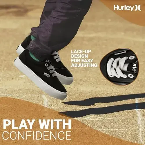 Hurley Marley Kids Lace Up Canvas Krossovkalari – Bolalar uchun past kesimli Skeytbord poyabzallari, o'g'il va qizlar uchun sport poyabzallari - 2