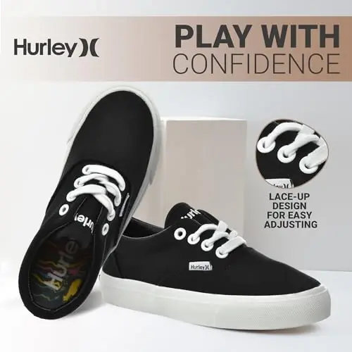 Hurley Marley Kids Lace Up Canvas Krossovkalari – Bolalar uchun past kesimli Skeytbord poyabzallari, o'g'il va qizlar uchun sport poyabzallari - 2