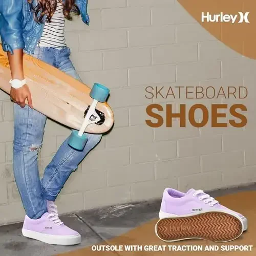 Hurley Marley Kids Lace Up Canvas Poyafzal – Bolalar uchun past poyabzal, o'g'il bolalar va qizlar uchun sport poyafzali - 4