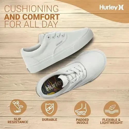 Hurley Marley Kids Lace Up Canvas Sneakers – Bolalar uchun past kesimli konkida uchish poyabzallari, o'g'il va qizlar uchun sport poyabzallari - 5
