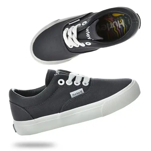Hurley Marley Kids Lace Up Canvas Sneakers – Bolalar uchun past kesimli Skateboard poyabzallari, o'g'il va qizlar uchun sport poyabzallari - 1