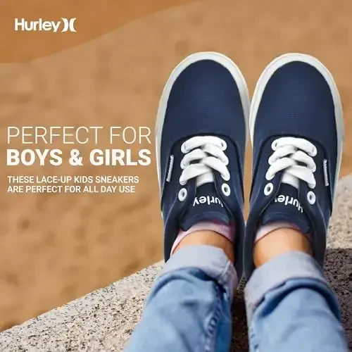 Hurley Marley Kids Lace Up Canvas Sneakers – Bolalar uchun past kesimli Skateboard poyabzallari, o'g'il va qizlar uchun sport poyabzallari - 3