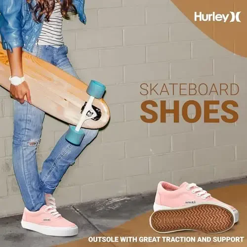 Hurley Marley Kids Lace Up Canvas Sneakers – Bolalar uchun past kesimli Skateboard poyafzallari, o'g'il va qizlar uchun sport poyafzallari - 4