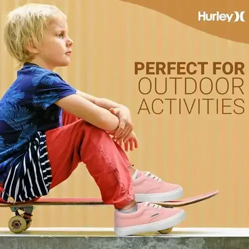 Hurley Marley Kids Lace Up Canvas Sneakers – Bolalar uchun past kesimli Skateboard poyafzallari, o'g'il va qizlar uchun sport poyafzallari - 6