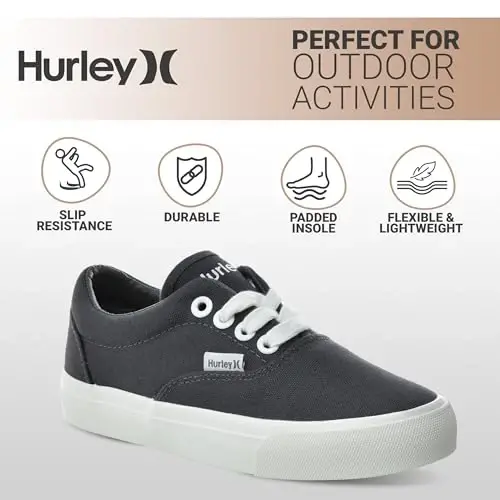 Hurley Marley Kids Lace Up Canvas Sneakers – Bolalar uchun past kesimli skeytbord poyabzallari, o'g'il va qizlar uchun sport poyabzallari - 5