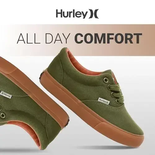 Hurley Marley Kids Lace Up Canvas Sneakers – Bolalar uchun past kesimli skeytbord poyabzallari, o'g'il va qizlar uchun sport poyabzallari - 6
