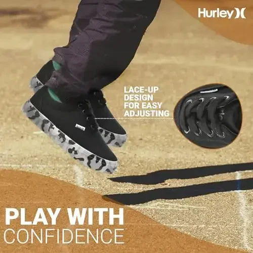 Hurley Marley Kids Lace Up Canvas Sneakers – Bolalar uchun past kesimli skeytbord poyabzallari, o'g'il va qizlar uchun sport poyabzallari - HURLEY (1)