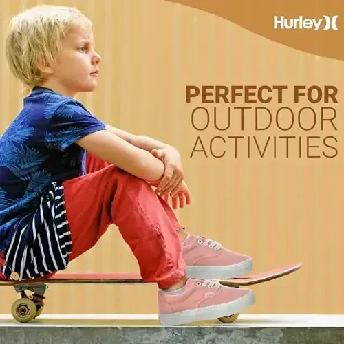 Hurley Marley Kids Lace Up Canvas Sneakers – Bolalar uchun past kesimli Skeytbord poyafzallari, o'g'il va qizlar uchun sport poyafzallari - 8
