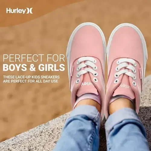 Hurley Marley Kids Lace Up Canvas Sneakers – Bolalar uchun past kesimli Skeytbord poyafzallari, o'g'il va qizlar uchun sport poyafzallari - 3
