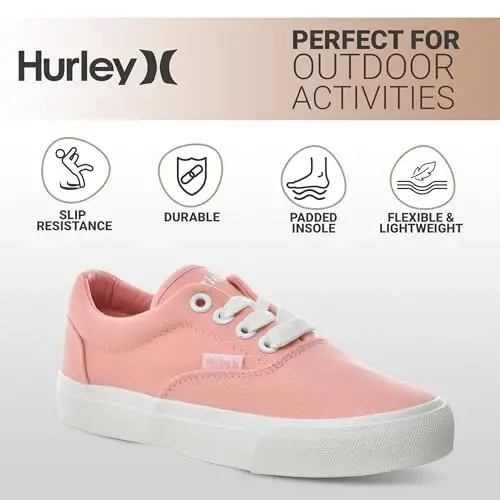 Hurley Marley Kids Lace Up Canvas Sneakers – Bolalar uchun past kesimli Skeytbord poyafzallari, o'g'il va qizlar uchun sport poyafzallari - 5