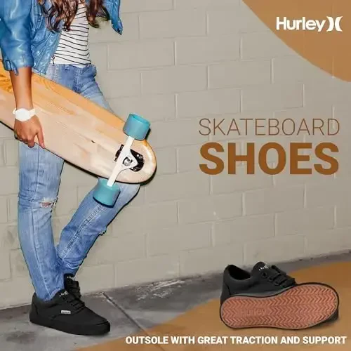 Hurley Marley Kids Lace Up Canvas Sneakers – Bolalar uchun past kesimli skeytbord poyafzallari, o'g'il va qizlar uchun sport poyafzallari - 9