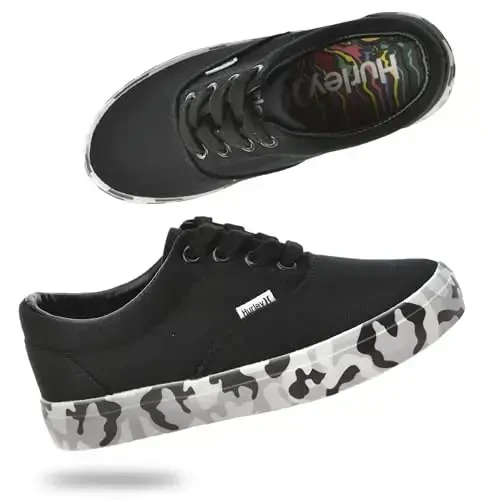 Hurley Marley Kids Lace Up Canvas Sneakers – Bolalar uchun past kesimli skeytbord poyafzallari, o'g'il va qizlar uchun sport poyafzallari - HURLEY