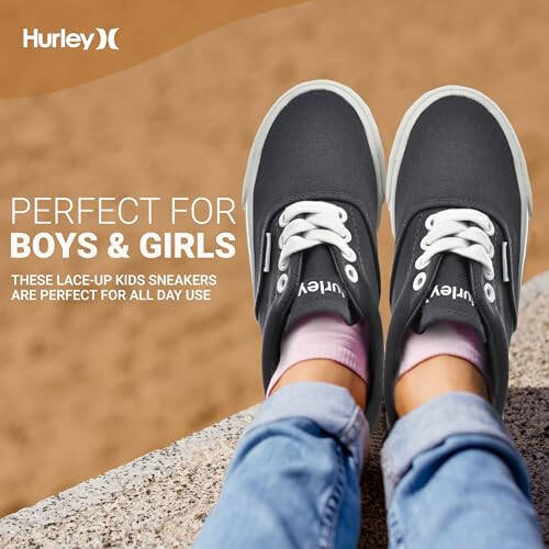 Hurley Marley Kids Lace Up Canvas Sneakers – Low Cut Skateboarding Shoes for Kids, Sports Shoes for Boys and Girls - 3