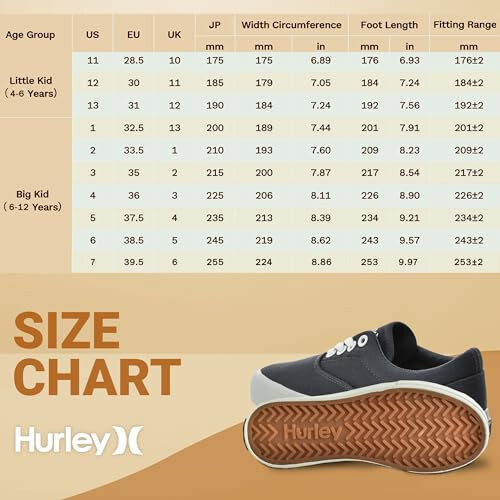 Hurley Marley Kids Lace Up Canvas Sneakers – Low Cut Skateboarding Shoes for Kids, Sports Shoes for Boys and Girls - 6