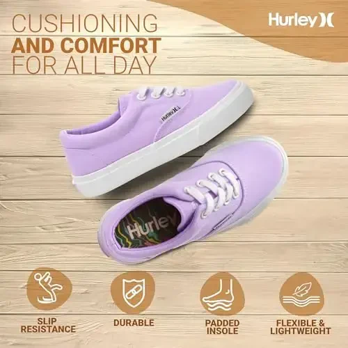 Hurley Marley Kids Lace Up Canvas Sneakers – Low Cut Skateboarding Shoes for Kids, Sports Shoes for Boys and Girls - 5