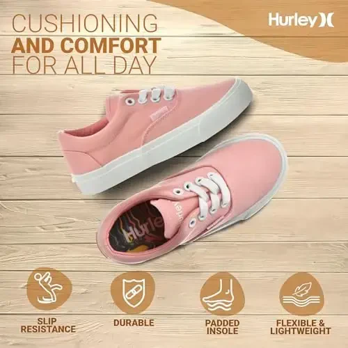 Hurley Marley Kids Lace Up Canvas Sneakers – Low Cut Skateboarding Shoes for Kids, Sports Shoes for Boys and Girls - 7