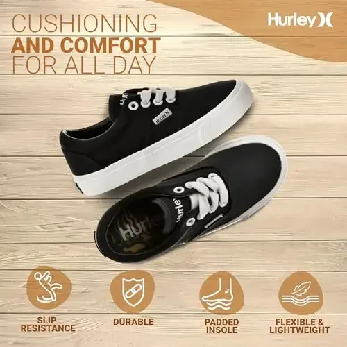 Hurley Marley Kids Lace Up Canvas Sneakers – Low Cut Skateboarding Shoes for Kids, Sports Shoes for Boys and Girls - 4