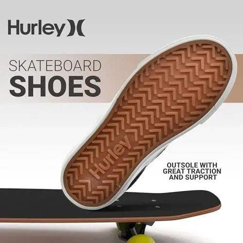 Hurley Marley Kids Lace Up Canvas Sneakers – Low Cut Skateboarding Shoes for Kids, Sports Shoes for Boys and Girls - 4