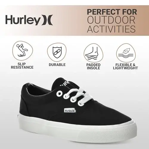 Hurley Marley Kids Lace Up Canvas Sneakers – Low Cut Skateboarding Shoes for Kids, Sports Shoes for Boys and Girls - 5