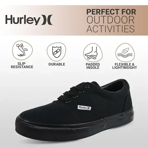 Hurley Marley Kids Lace Up Canvas Sneakers – Low Cut Skateboarding Shoes for Kids, Sports Shoes for Boys and Girls - 5