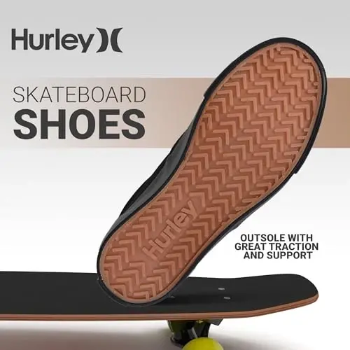 Hurley Marley Kids Lace Up Canvas Sneakers – Low Cut Skateboarding Shoes for Kids, Sports Shoes for Boys and Girls - 4