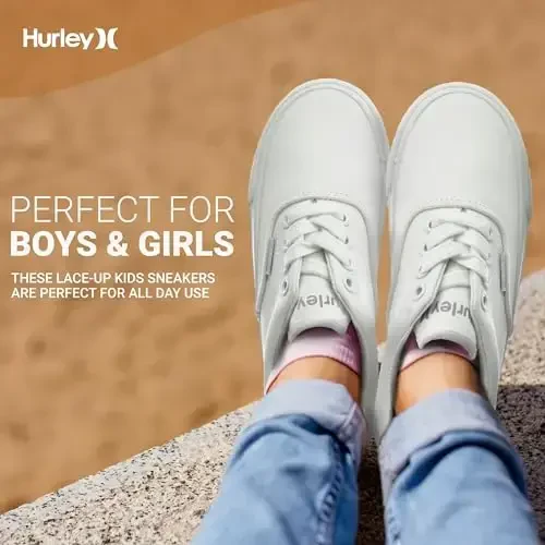Hurley Marley Kids Lace Up Canvas Sneakers – Low Cut Skateboarding Shoes for Kids, Sports Shoes for Boys and Girls - 3
