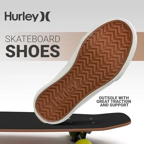 Hurley Marley Kids Lace Up Canvas Sneakers – Low Cut Skateboarding Shoes for Kids, Sports Shoes for Boys and Girls - 4